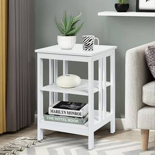 HONEY JOY White 3-tier Side Table Nightstand Sofa End Table Storage Display Shelf TOPB003531 - Th... | The Home Depot