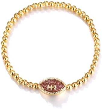 Gold Football Bracelet For Women Ball Stretch Bracelets Sports Fan Bracelet Accessories Jewelry | Amazon (US)