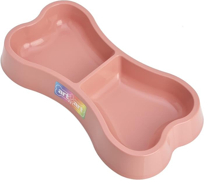 Lightweight Small Dog Puppy Cat Food and Water Bowls 6 oz Double Pink Plastic Portable Outdoor Tr... | Amazon (US)