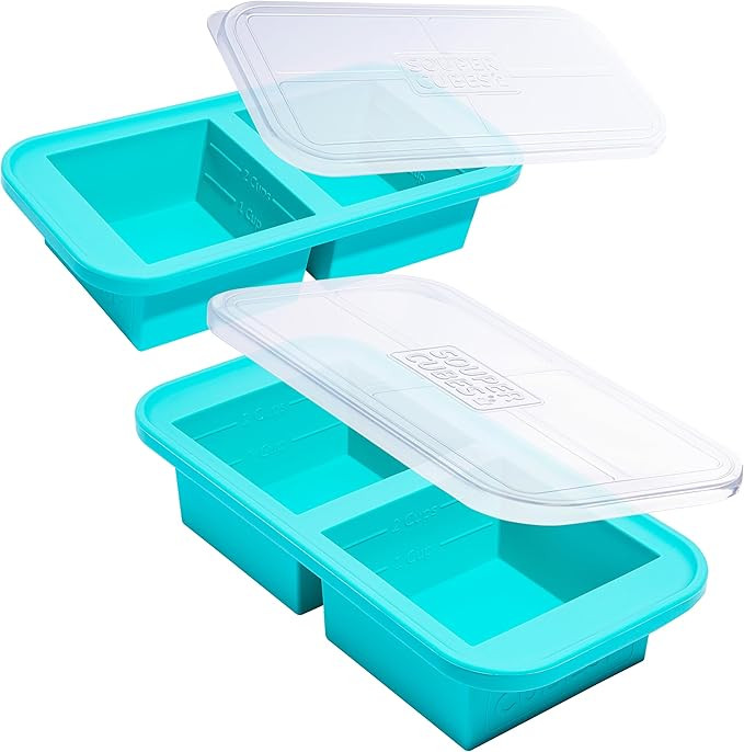 Souper Cubes 2 Cup Silicone Freezer Tray With Lid - Easy Meal Prep Container and Kitchen Storage ... | Amazon (US)