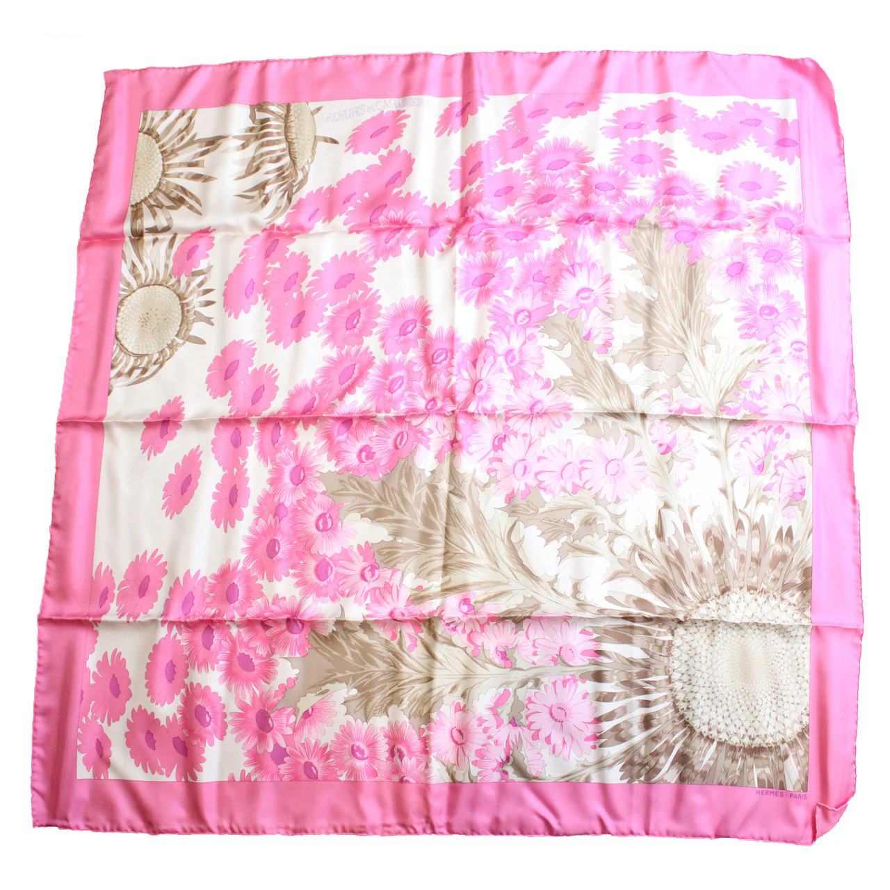 Large Pink Floral Silk Scarf | Keeks Designer Handbags