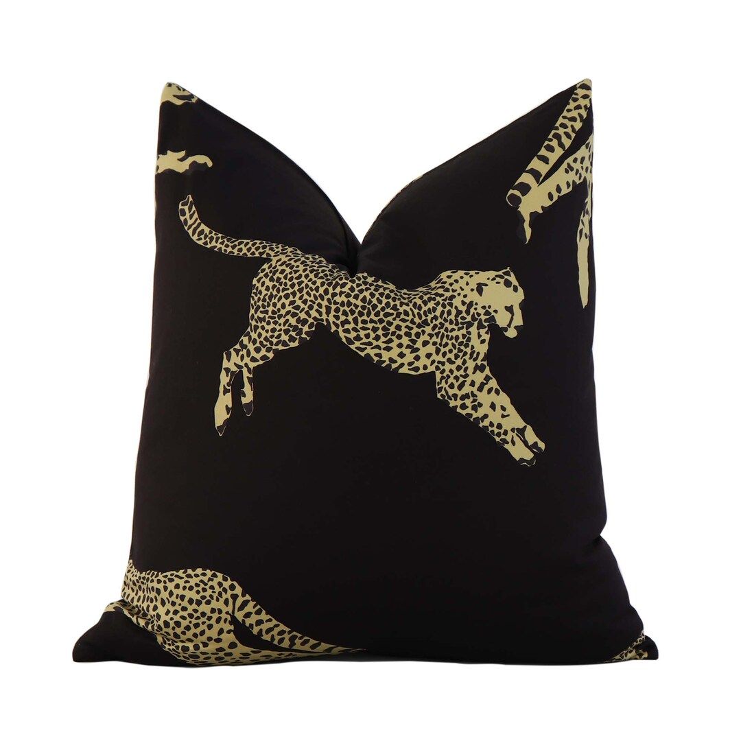 Scalamandre Leaping Cheetah Black Magic Throw Pillow Cover, Animal Print Decor, Safari, Square an... | Etsy (US)
