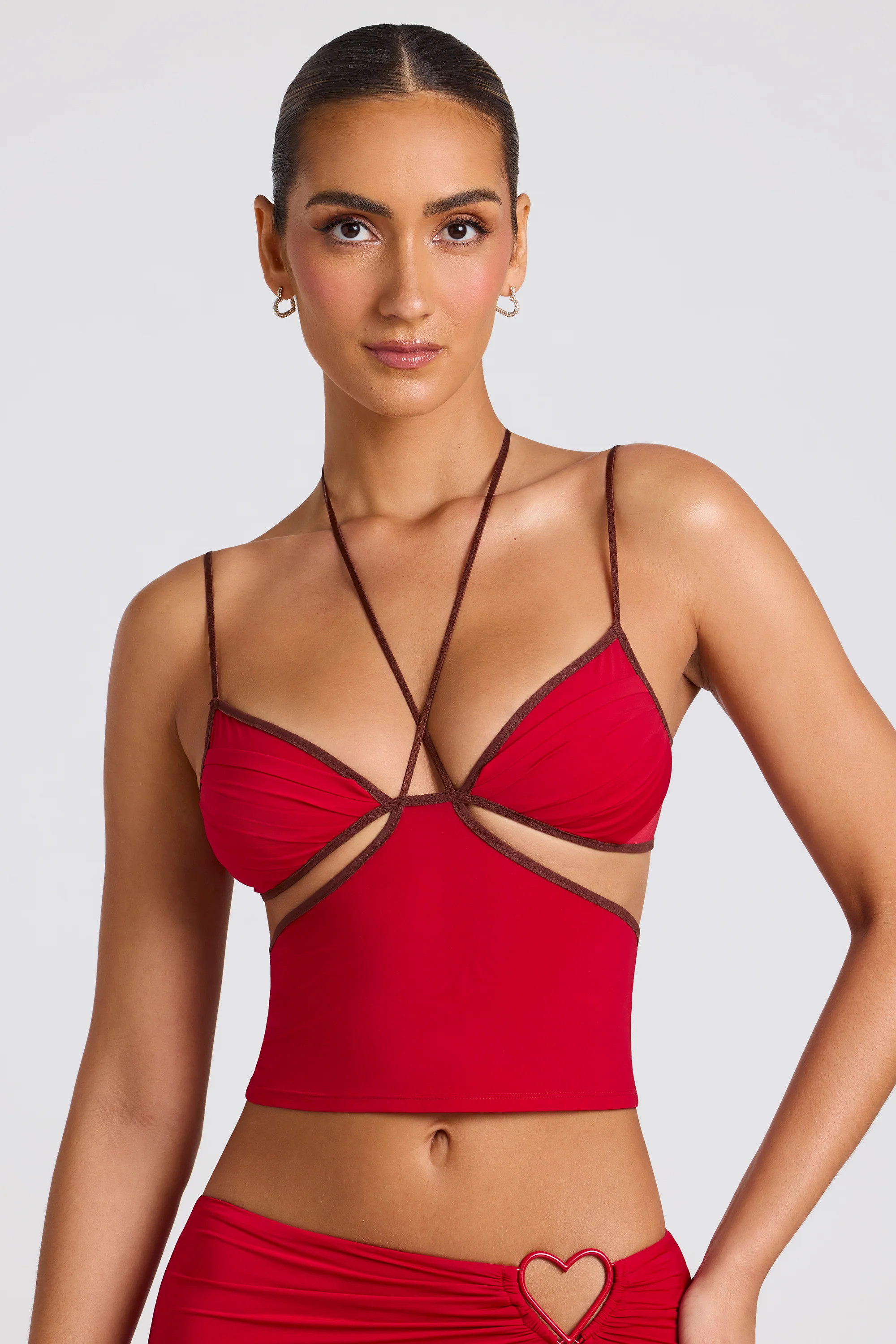 Contrast Binding Cami Top in Fire Red | Oh Polly