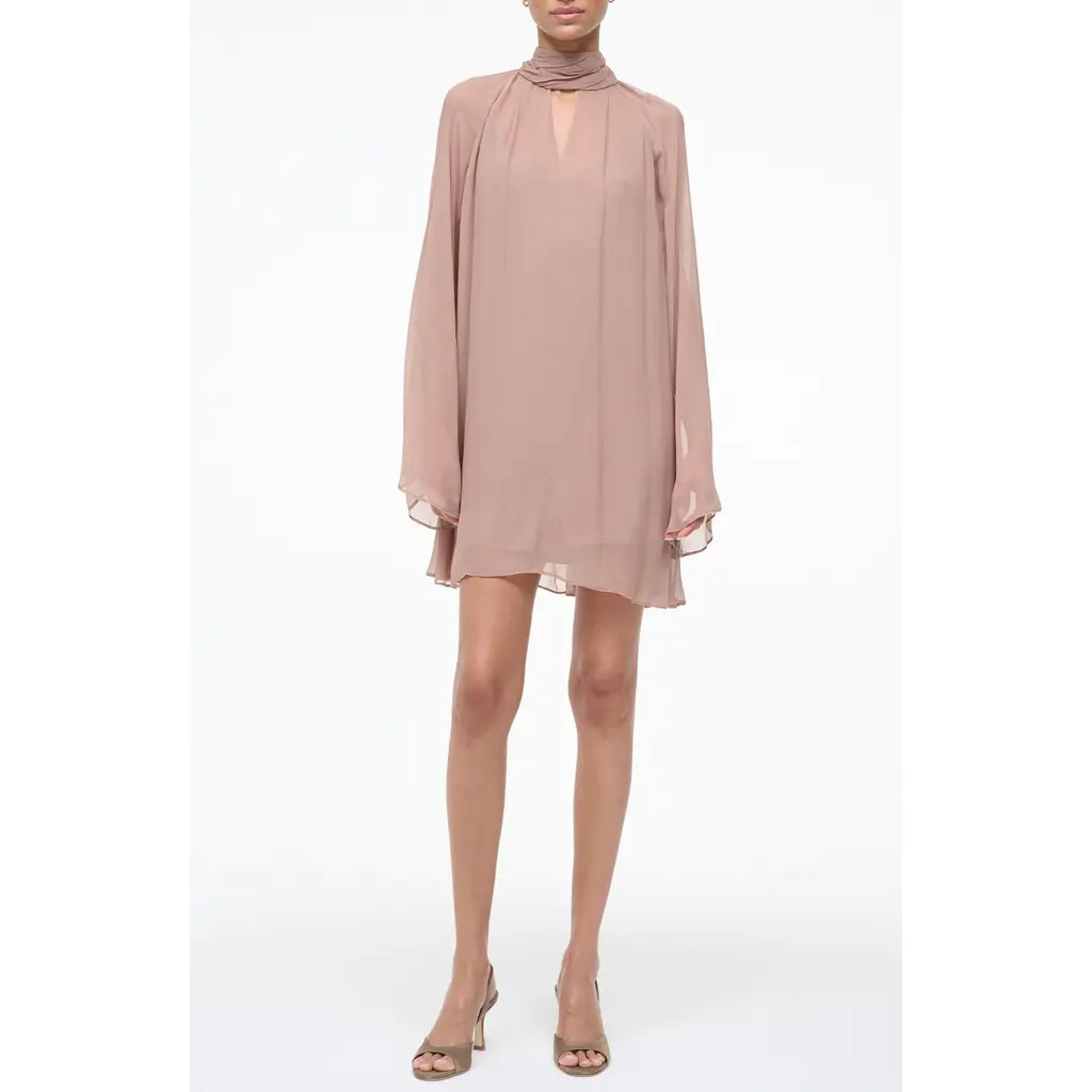 STAUD Esther Long Sleeve Minidress in Taupe at Nordstrom, Size Medium | Nordstrom