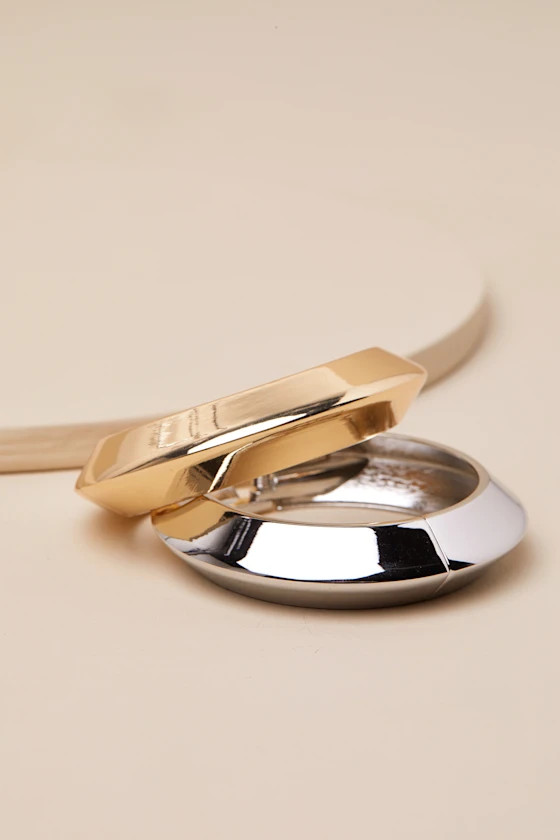 Confident Presence Gold and Silver Two-Piece Cuff Bracelet Set | Lulus