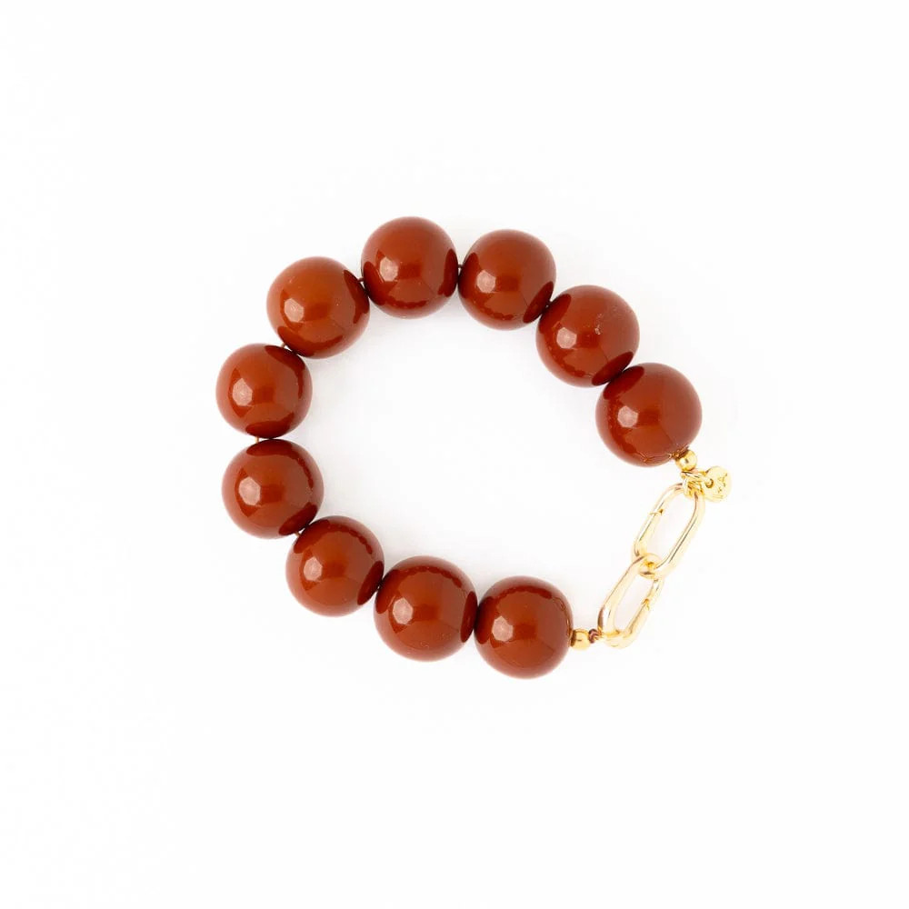 Cece Large Resin Bead Bracelet Brown | INK+ALLOY