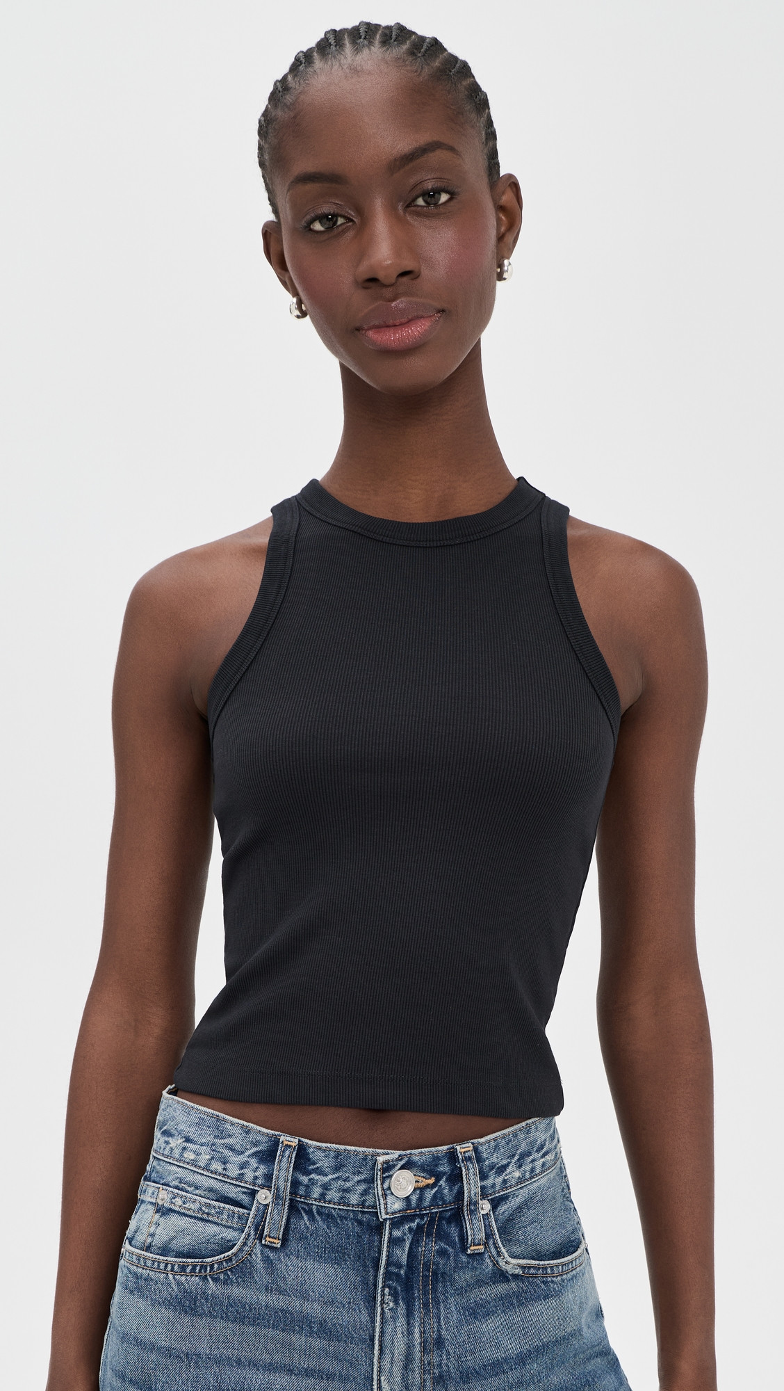 Marine Layer Lexi Rib Sun In Crop Tank Black XS | Shopbop