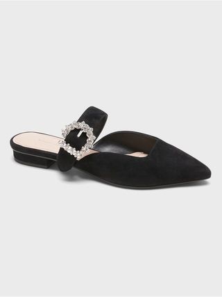 Suede Pointy-Toe Flat with Crystal Buckle | Banana Republic (US)