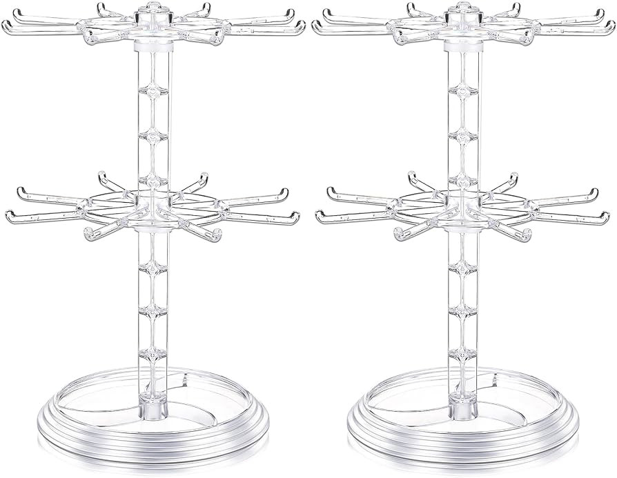 2 Pcs Rotating Jewelry Display Stands Plastic 2 Tier Spinning Display Rack for Vendors Events Nec... | Amazon (US)