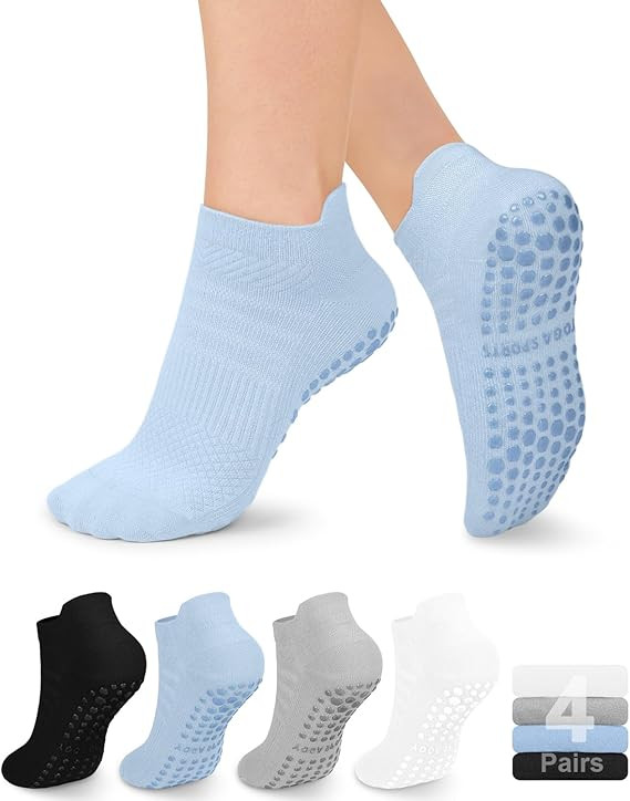 yeuG 4/6 Pairs Pilates Socks for Women Non Slip Grip Socks Yoga Socks Ankle Grippy Socks Woman fo... | Amazon (US)