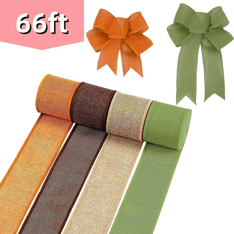 Wired Ribbon Burlap Ribbon Rolls Wrapping Burlap Ribbon Wreath Supplies for Crafts Decoration Wed... | Walmart (US)