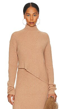 L'Academie Leola Mock Neck Sweater in Camel from Revolve.com | Revolve Clothing (Global)