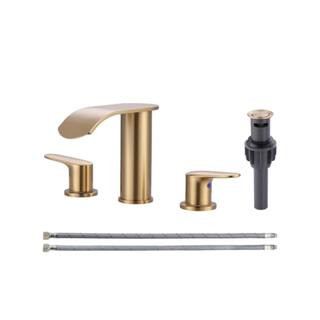 8 in. Widespread Modern Double Handle Waterfall Bathroom Faucet with Pop-up Drain and Supply Hose... | The Home Depot