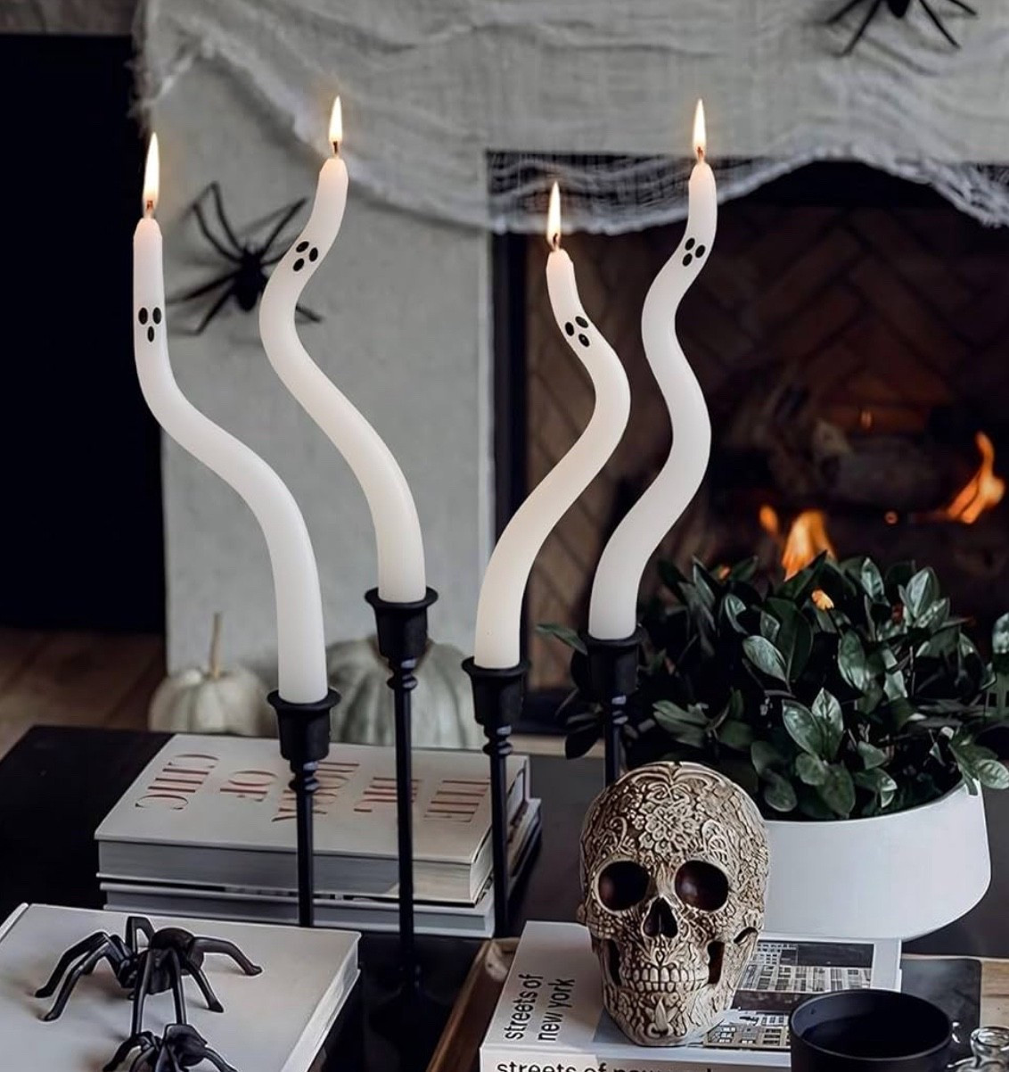 Halloween Decorations Indoor - 4 Pack Cute Ghost Taper Candles - Halloween Centerpieces for Tables - Twisted Candle Decoration for Mantel Table - Spooky Ghosts Candle Decor for Home Party Room 

#LTKHome #LTKStyleTip #LTKSeasonal
