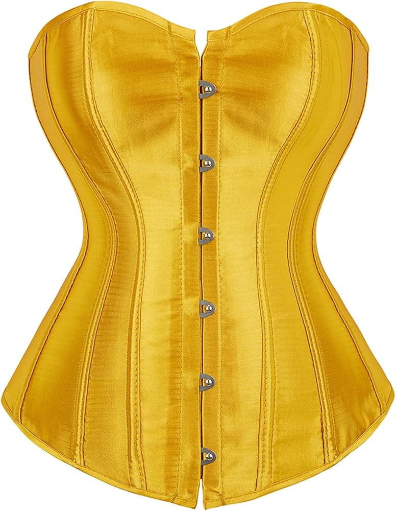 Women's Bustier Corset Top Sexy Lingerie Sets Black Satin Waist Cincher | Amazon (US)