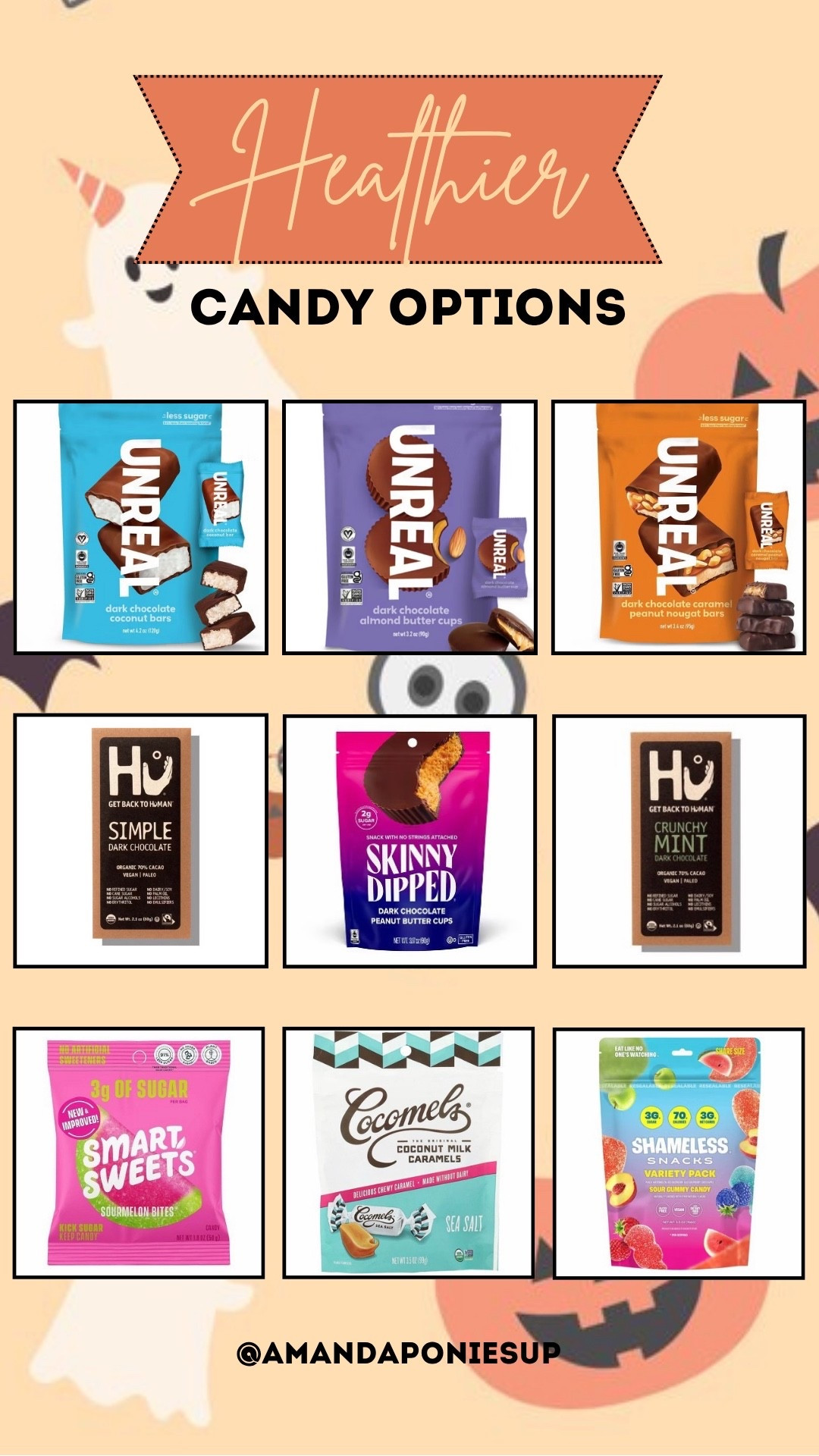 👻 Trick or treat… without the sugar crash! As a nutrition coach & Type A mom of 2, I’m all about these low-sugar healthier candy swaps. Guilt-free sweet tooth fixes for Halloween hauls or everyday cravings. 😋 #Healthy #Candy #LowSugar #Halloween #SugarSwap #FitMomLife

#LTKHalloween

#LTKfoodie