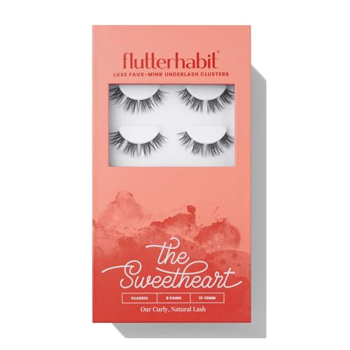 FlutterHabit The Sweetheart prepTECH Classic 6 Pair Underlash Extensions, 11–13mm Natural Curl Lash Clusters, Reusable Under Lash Eyelashes Home Application, Medium Volume Doll Eye, Adhesive Required | Amazon (US)