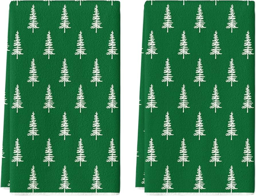 Artoid Mode Dark Green Xmas Trees Christmas Kitchen Towels Dish Towels, 18x26 Inch Holiday Farmho... | Amazon (US)