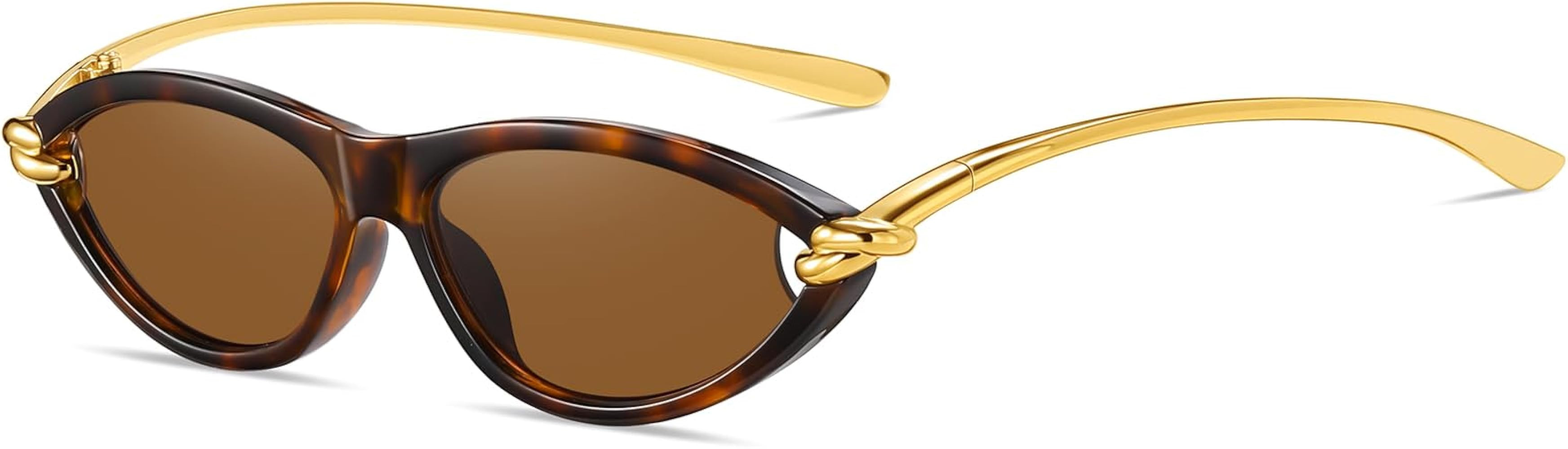 Retro Oval Sunglasses Womens, Fashion Cat Eye 90s Sunnies for Women and Men, Slim & Lightweight, ... | Amazon (US)