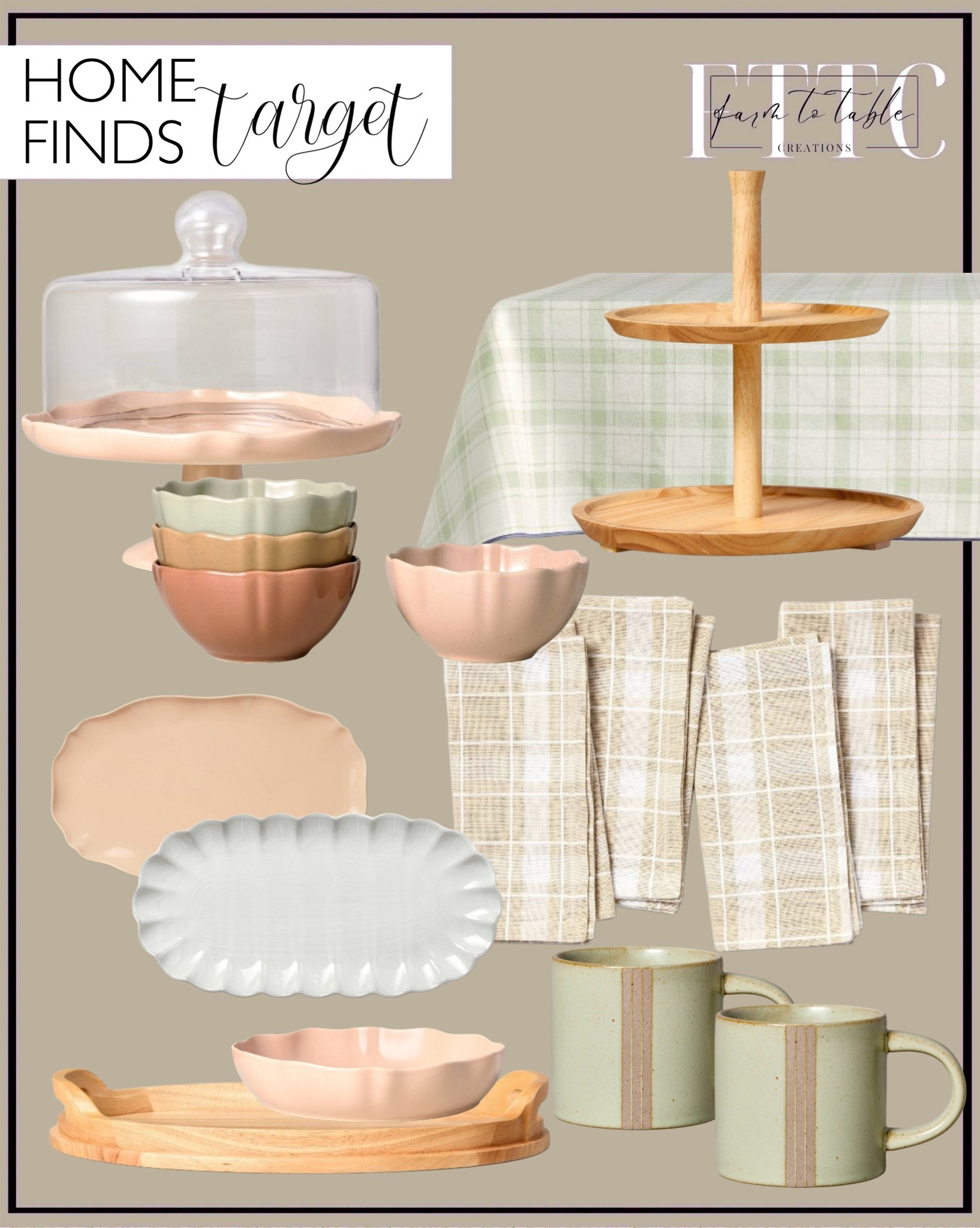 Target Home Finds. Follow @farmtotablecreations on Instagram for more inspiration.

Stoneware dessert bowls. Hearth & Hand. Stoneware Serving Tray. Shallow serving bowl. Round rubber wood serving tray. Tiered serving tray. Scalloped serving tray. Stoneware Covered Dessert Stand. Plaid Cloth Napkins. Stripe Stoneware Mug. Plaid Fabric Tablecloth. 

Spring Decor | Entryway Decor | Bedroom Furniture | nightstands | Home Decor| Fireplace Decor | Spring Refresh |  Bedroom Finds | Neutral Stems | Spring Stems | Bookshelf Decor | Bedroom Space | Cozy Corner | Bathroom | Curated Entryway | Spring  Decor | End of Year Clearance | Trending Decor | Viral Decor  | Coffee Table Decor | Neutral Decor | Stem Sale | Target Finds | Skinny Bench | Bedroom | Living Room | Breakfast Nook | Amazon Home | Target Sale | Loloi Rugs | Magnolia Home | console table | console table styling | faux stems | entryway space | front porch decor | neutral decor | entryway decor | cozy home | affordable decor |  home decor | home inspiration | console styling | entryway rug | cozy moody home | moody home decor | neutral home | bathroom decor | living room | spring decor | Hearth & Hand | Studio McGee | 2025 Home Trends | trending home | Crate&Barrel 



#LTKStyleTip #LTKHome #LTKFindsUnder50