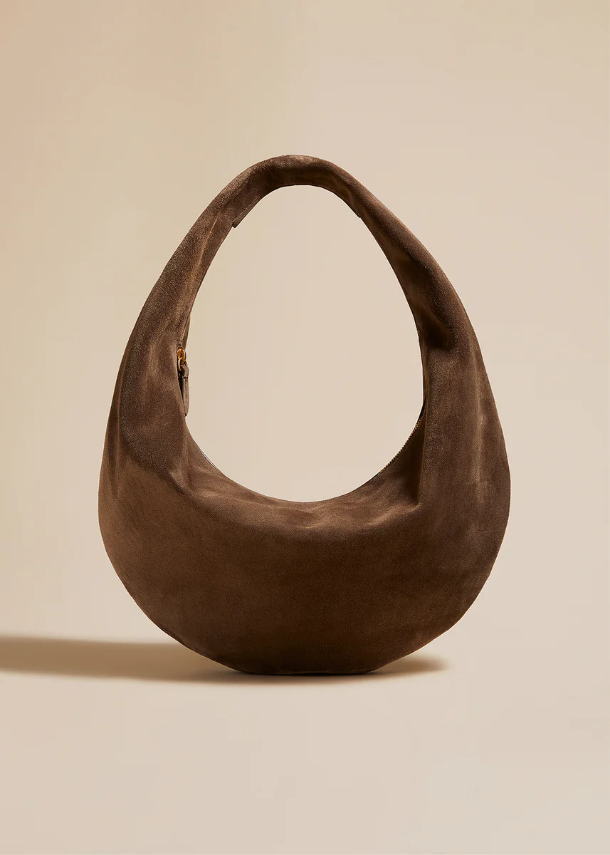 The Medium Olivia Hobo in Toffee Suede | Khaite