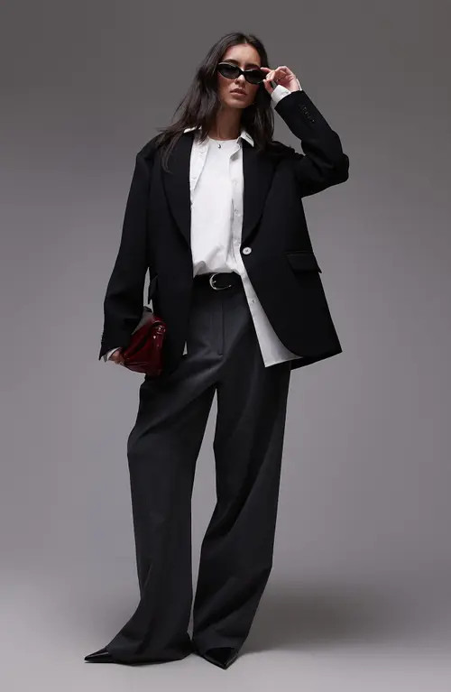 Topshop Oversize Grandad Blazer in Black at Nordstrom, Size 8 Us | Nordstrom