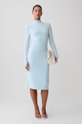 Noelle Longsleeve Roll Neck Midi Dress / Pale Blue | MESHKI | XS | MESHKI US