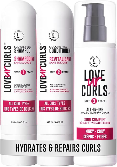 Love Ur Curls - Shampoo & Conditioner Set with All in One Curl Cream Styler for Kinky & Coily Hai... | Amazon (US)