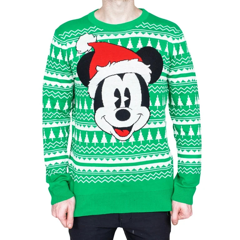 Mickey Mouse Santa Hat Big Face Ugly Christmas Sweater | Walmart (US)