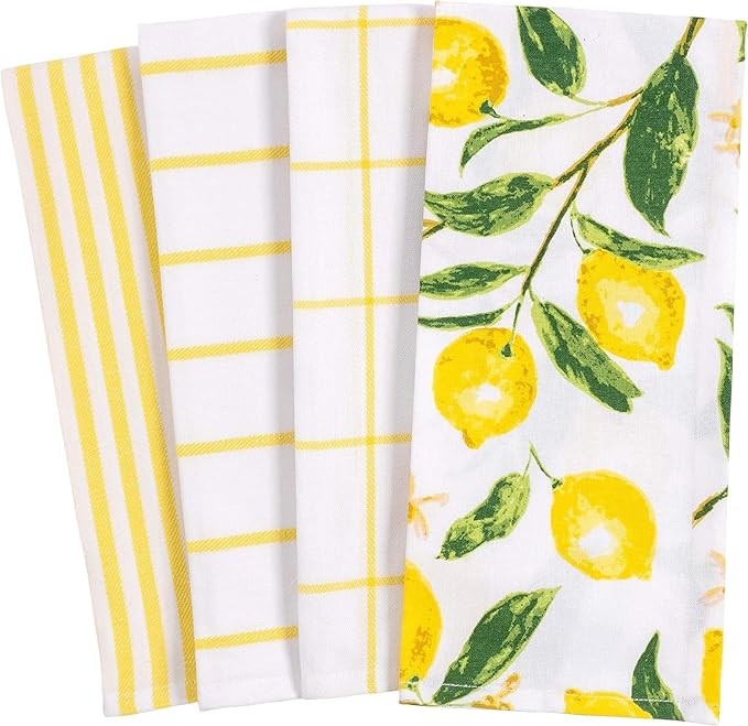 KAF Home Pantry Lemons All Over Kitchen Dish Towel Set of 4, Cotton, 18 x 28-inch | Amazon (US)