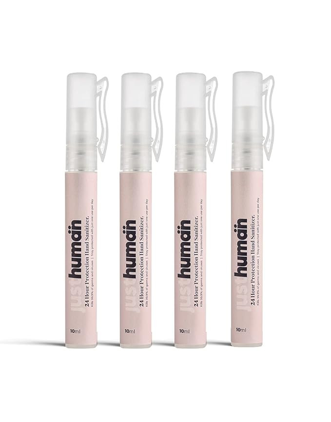 Justhuman 24 Hour Protection Hand Sanitizer - - Kills 99.9% germs all day long - 10ml (Pack of 4) | Amazon (US)