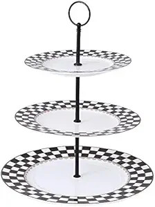 Porlien Checker Pattern 3 Tier Cake Stand for Desserts, Cupcakes, Cookies and Pastry | Amazon (US)