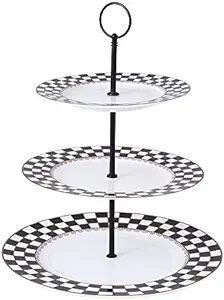 Porlien Checker Pattern 3 Tier Cake Stand for Desserts, Cupcakes, Cookies and Pastry | Amazon (US)