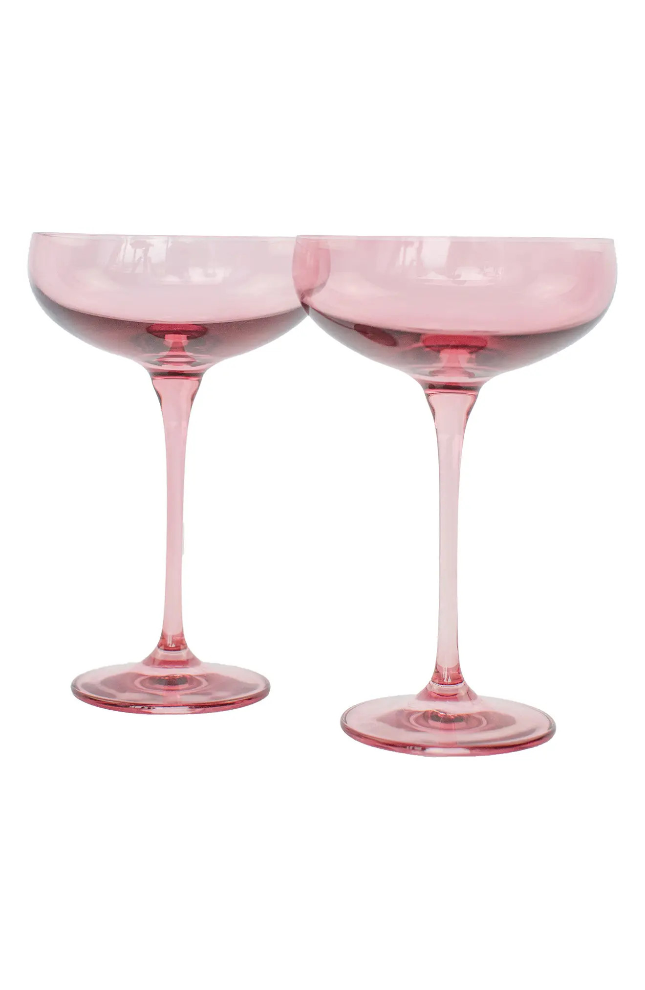 Estelle Colored Glass Set of 2 Stem Coupes in Rose at Nordstrom | Nordstrom