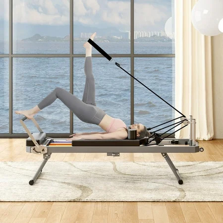 DEALTOPS Pilates Core Bed, Modern Foldable Pilates Reformer for Home and Yoga Studio, Black | Walmart (US)