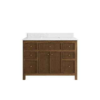 Sonoma Teak 48 in. W x 22 in. D x 36 in. H Bath Vanity in Dark Teak with 1.5" Empira Quartz Top | The Home Depot