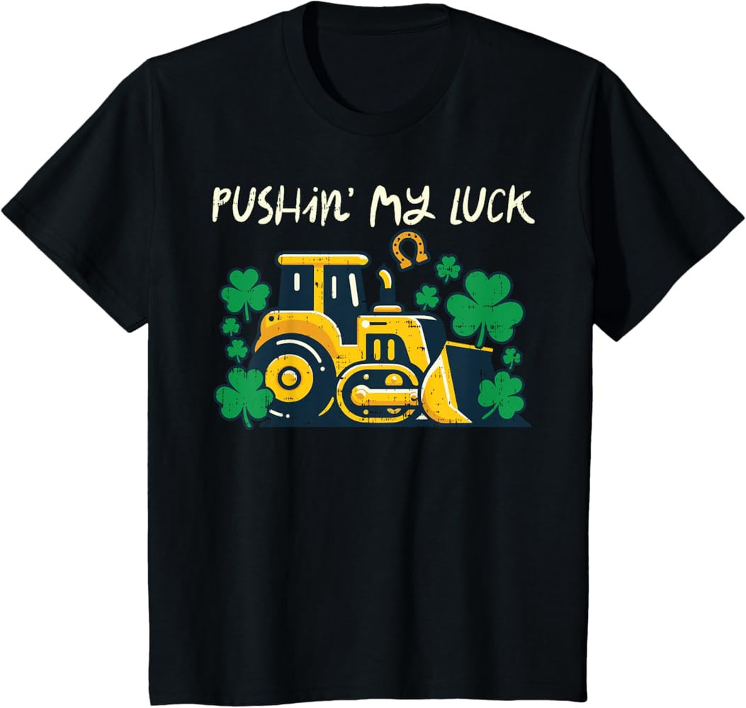 Kids St Patricks Day Bulldozer Saint Paddys Construction Boys Kid T-Shirt | Amazon (US)