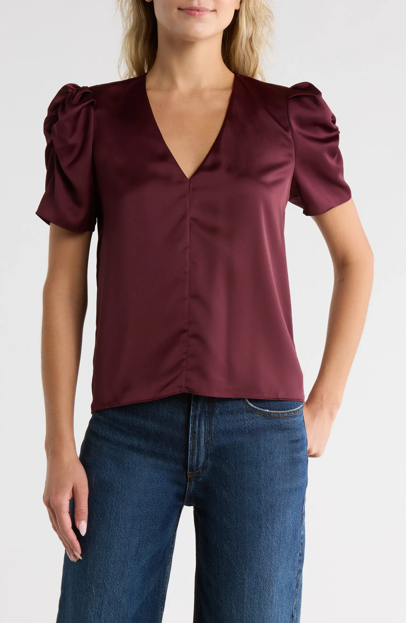 V-Neck Puff Sleeve Top | Nordstrom Rack