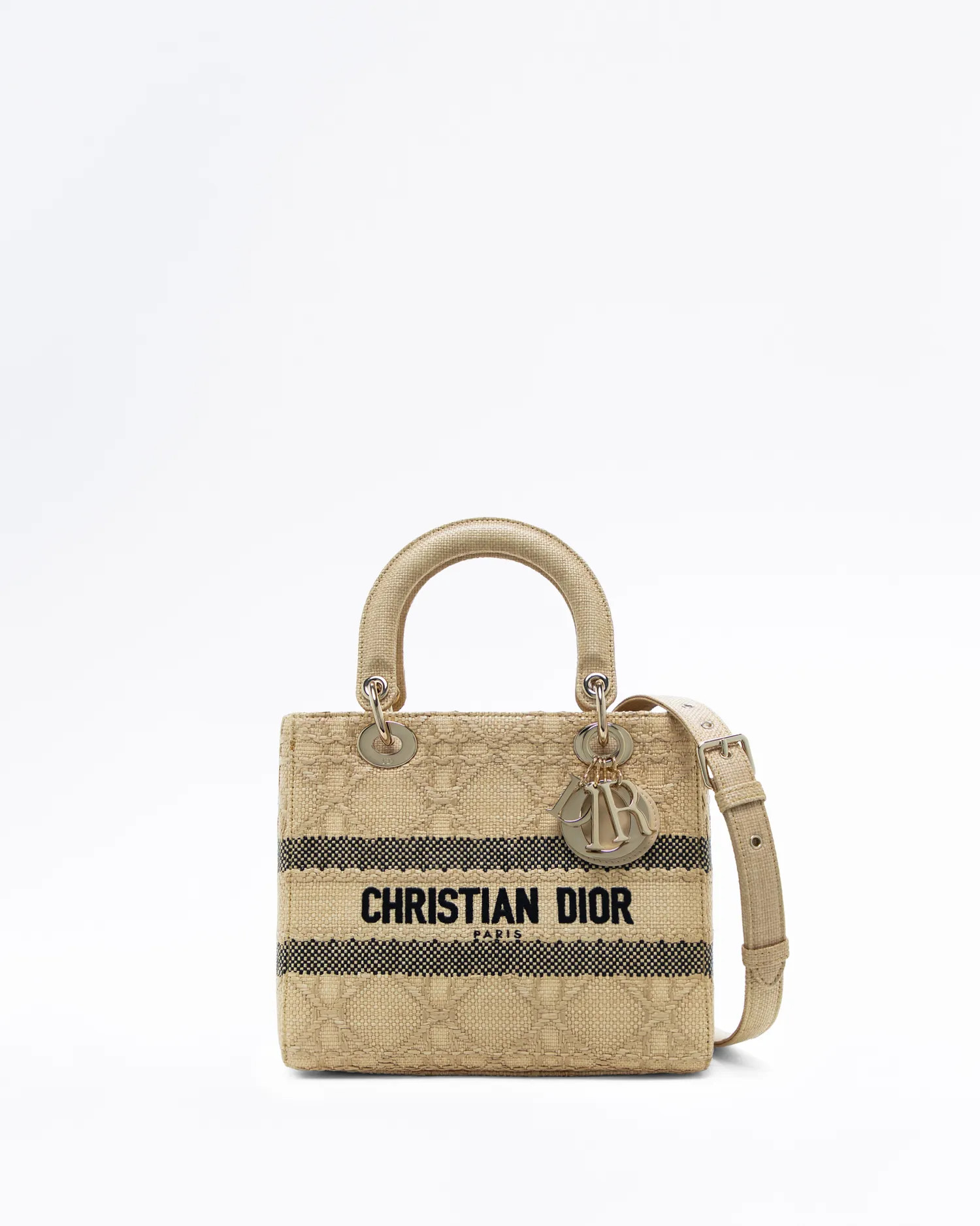Raffia Cannage Medium Lady D-Lite Bag | Vivrelle