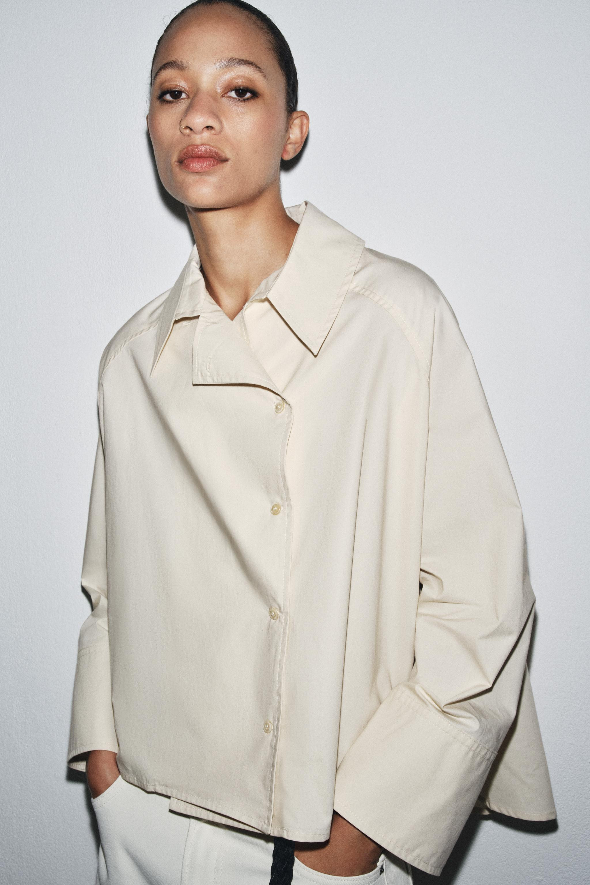 ZW COLLECTION OVERSIZED PLEATED SHIRT | Zara US