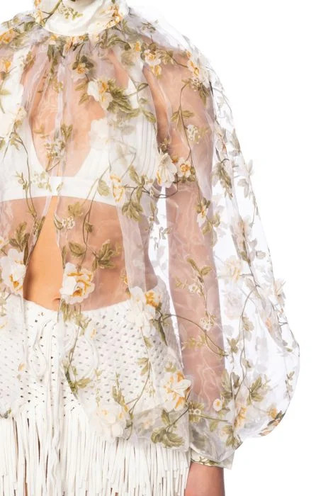 LEAN ON ME LONG SLEEVE FLORAL BLOUSE IN WHITE MULTI | AKIRA