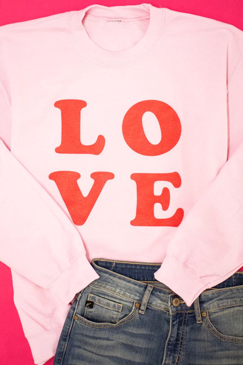 Love Square Light Pink Graphic Sweatshirt | The Pink Lily Boutique