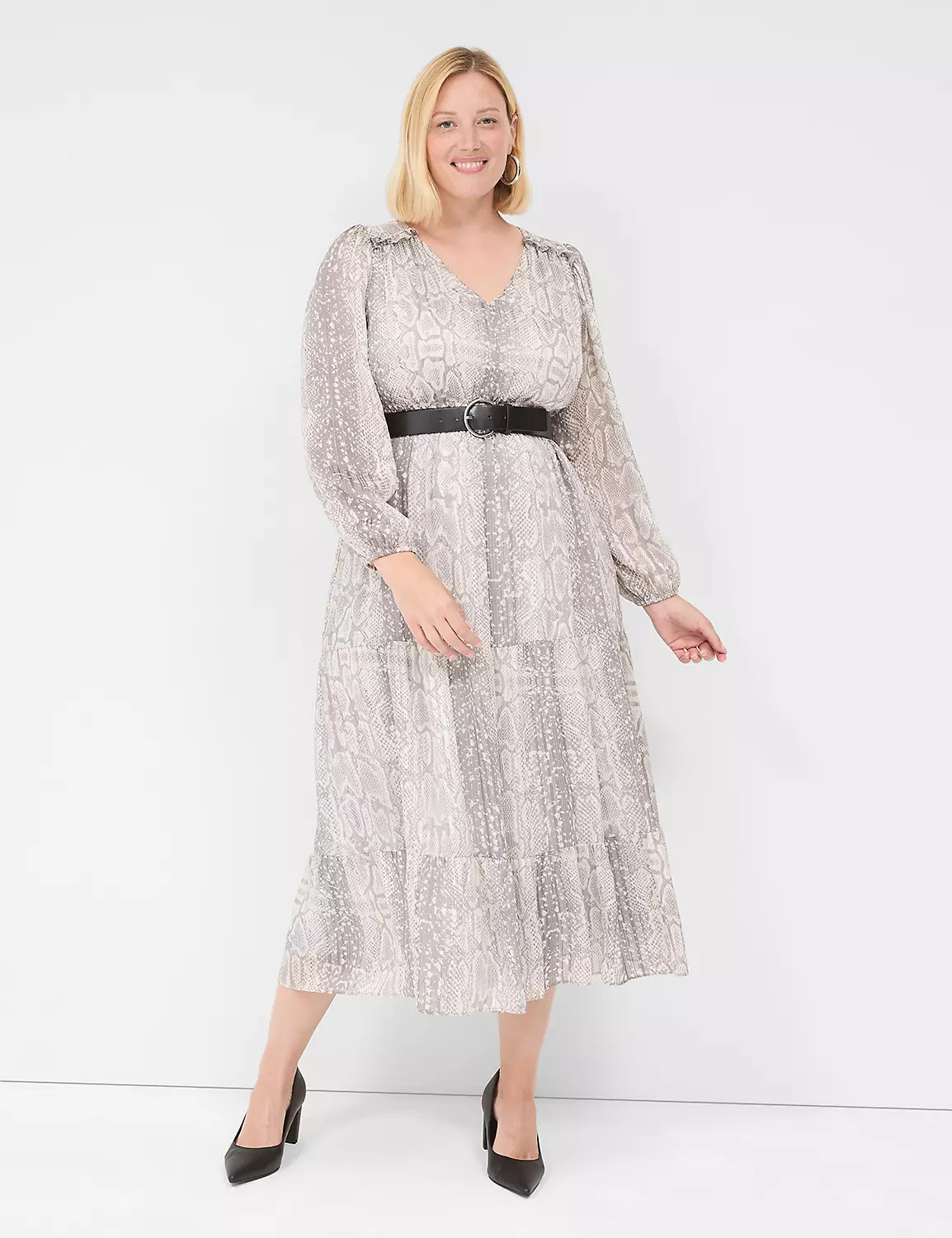 Lurex Shimmer V-Neck Maxi Dress | Lane Bryant (US)