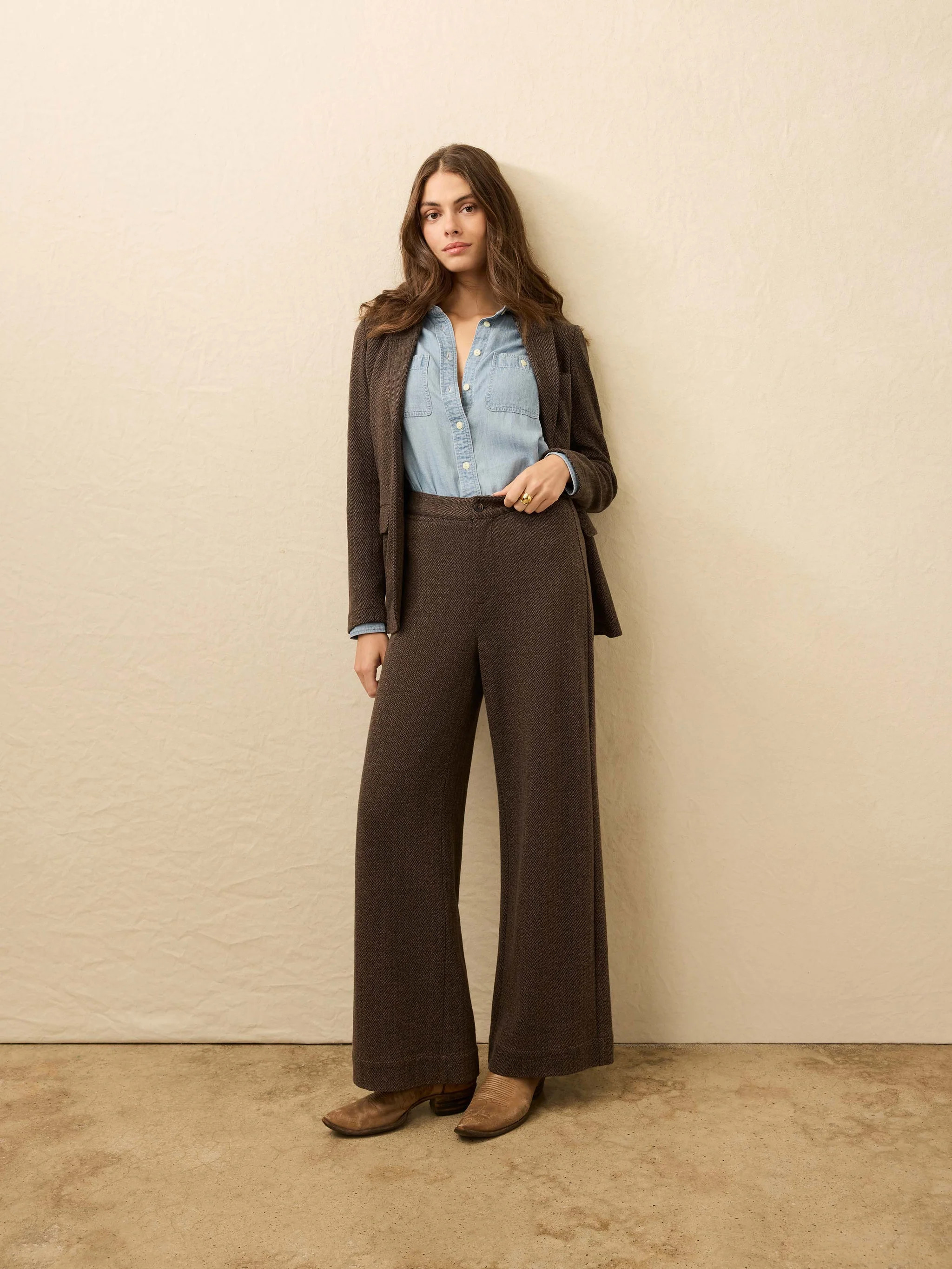 Inlet Knit Tweed Trouser - Woodland Herringbone | Faherty