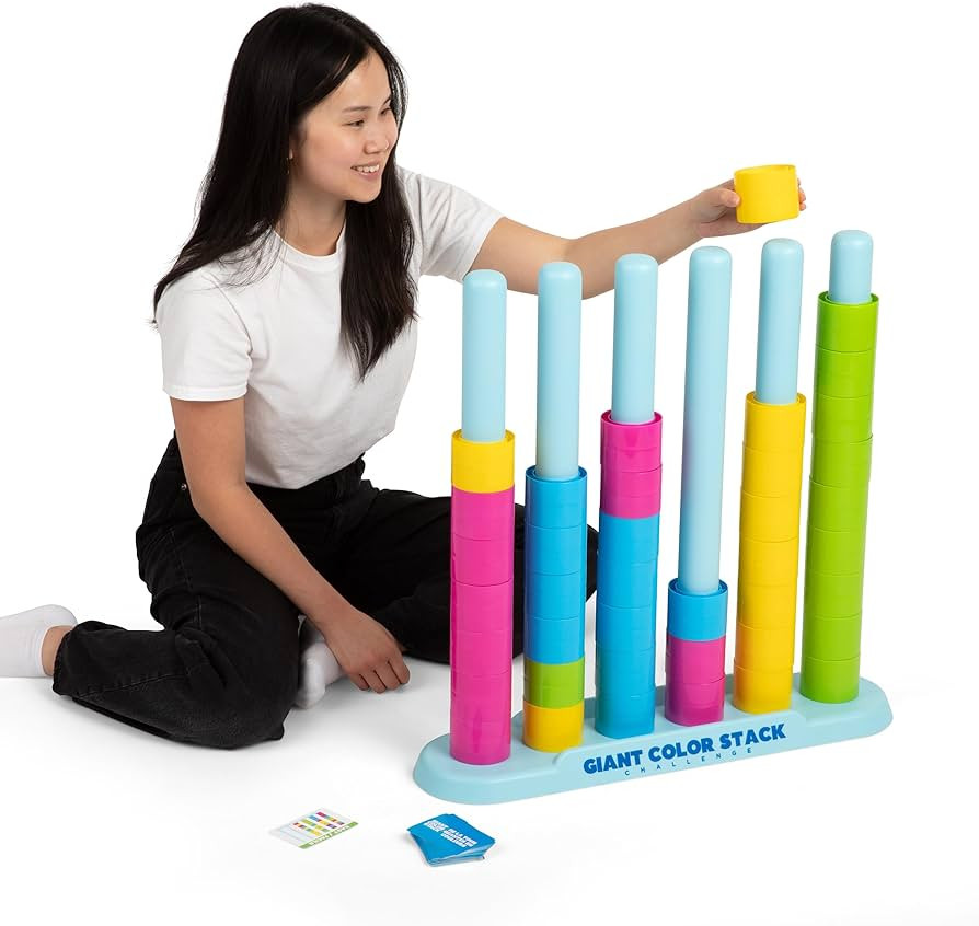 Giant Color Stack Challenge by Relatable \u2013 Strategy Stacking Game with 50 Puzzles, Backyard ... | Amazon (US)