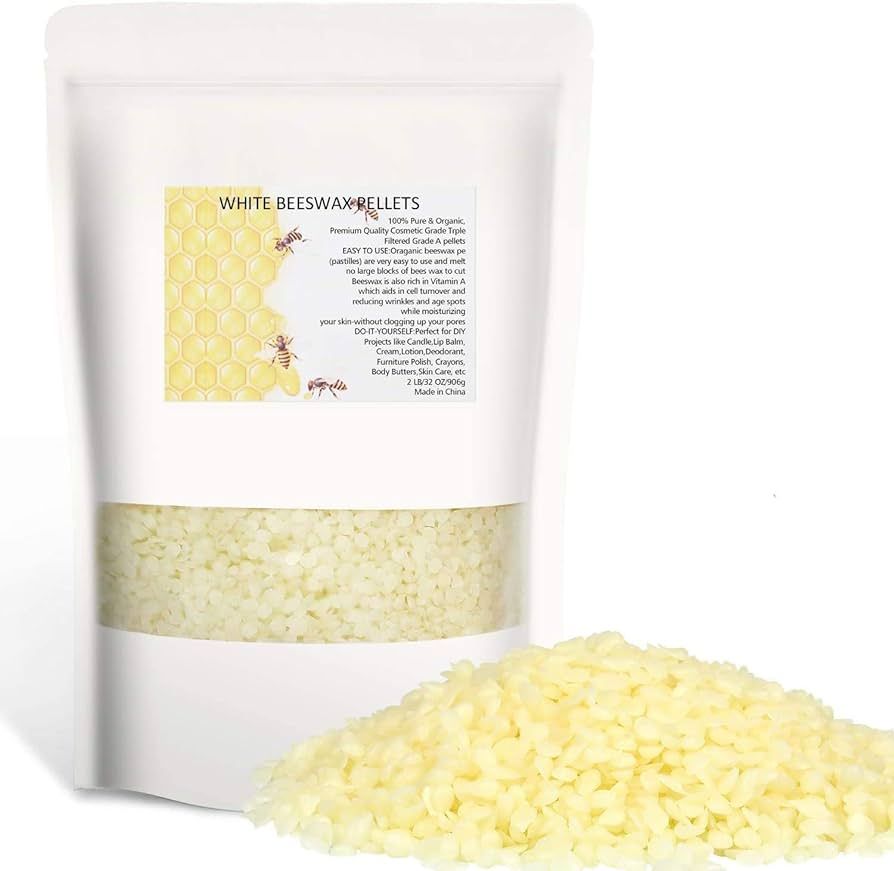 Howemon White Beeswax Pellets 2LB 100% Pure and Natural Triple Filtered for Skin, Face, Body and ... | Amazon (US)