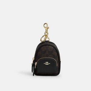 NWT Coach Mini Backpack Bag Charm Signature Canvas Brown Black CX066 | Poshmark