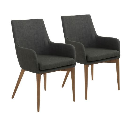 Bryon Dining Armchair, Set of 2, Charcoal | Pottery Barn (US)