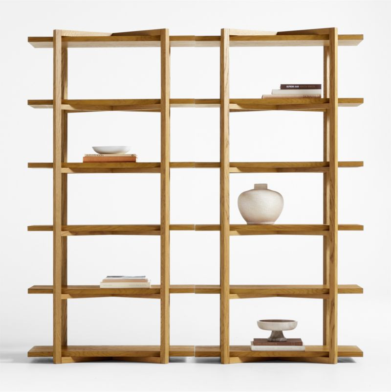 Thomas Barley Oak Wood Narrow 5-Shelf Open Bookcase, Set of 2 + Reviews | Crate & Barrel | Crate & Barrel