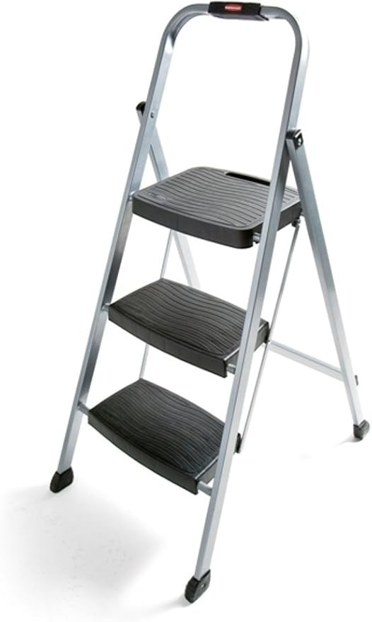 Rubbermaid 3-Step Steel Ladder,Folding Step Stool with Hand Grip and Non-Slip Feet, Silver, Teste... | Amazon (US)